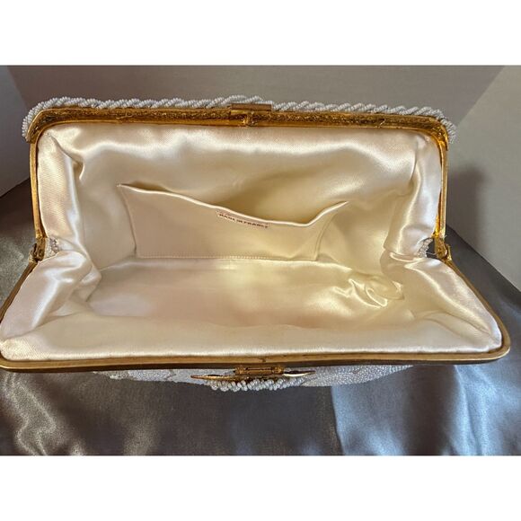 Vintage Made in France White Beaded Evening Bag Set (NOS) - Picture 9 of 10